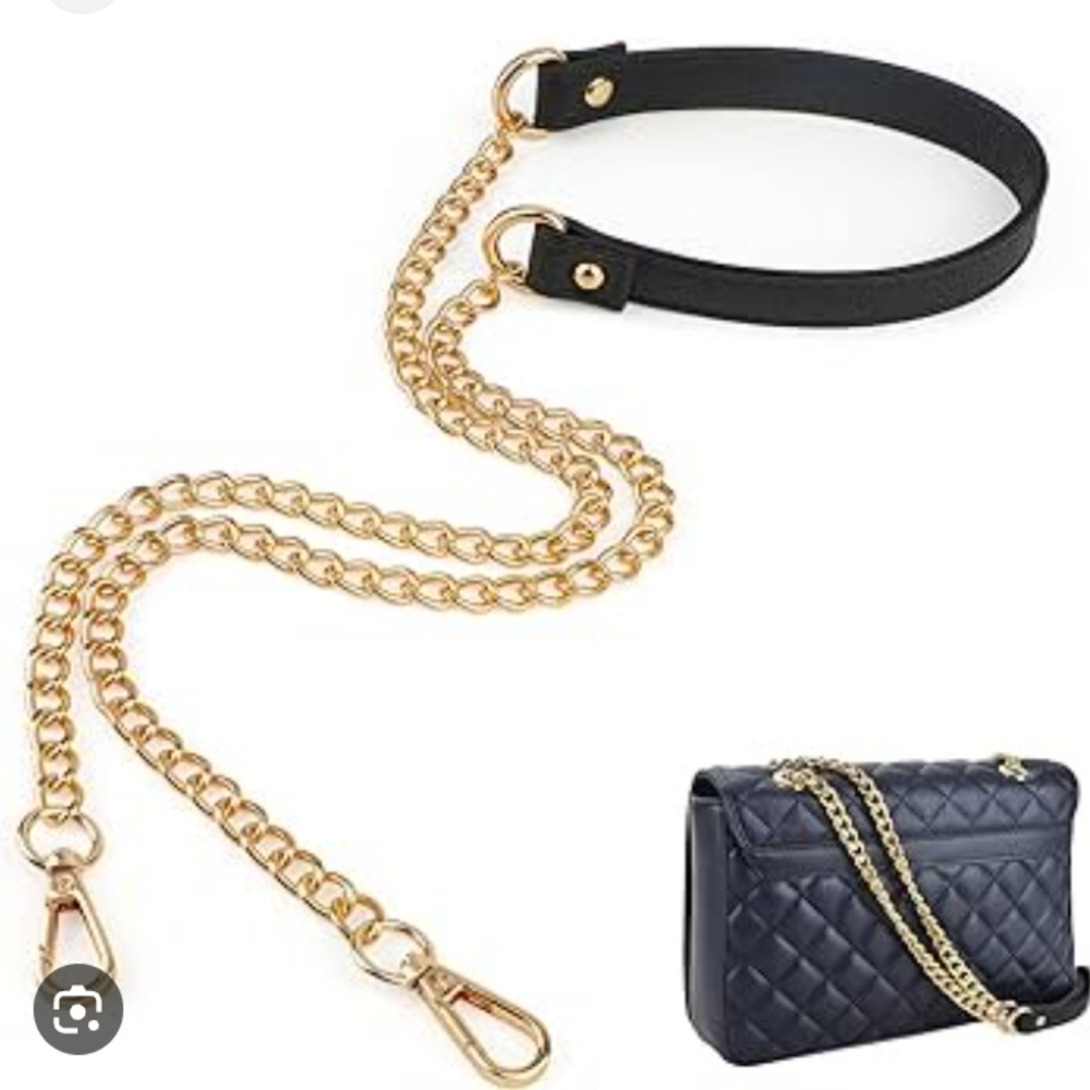 Ahdorned Handbag Strap Black/Gold